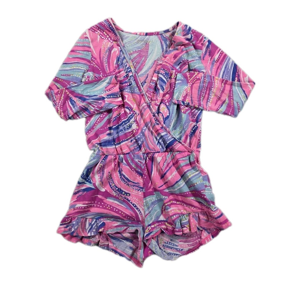 Lilly Pulitzer Romper Girls Large 8-10 Long Sleeve V Neck